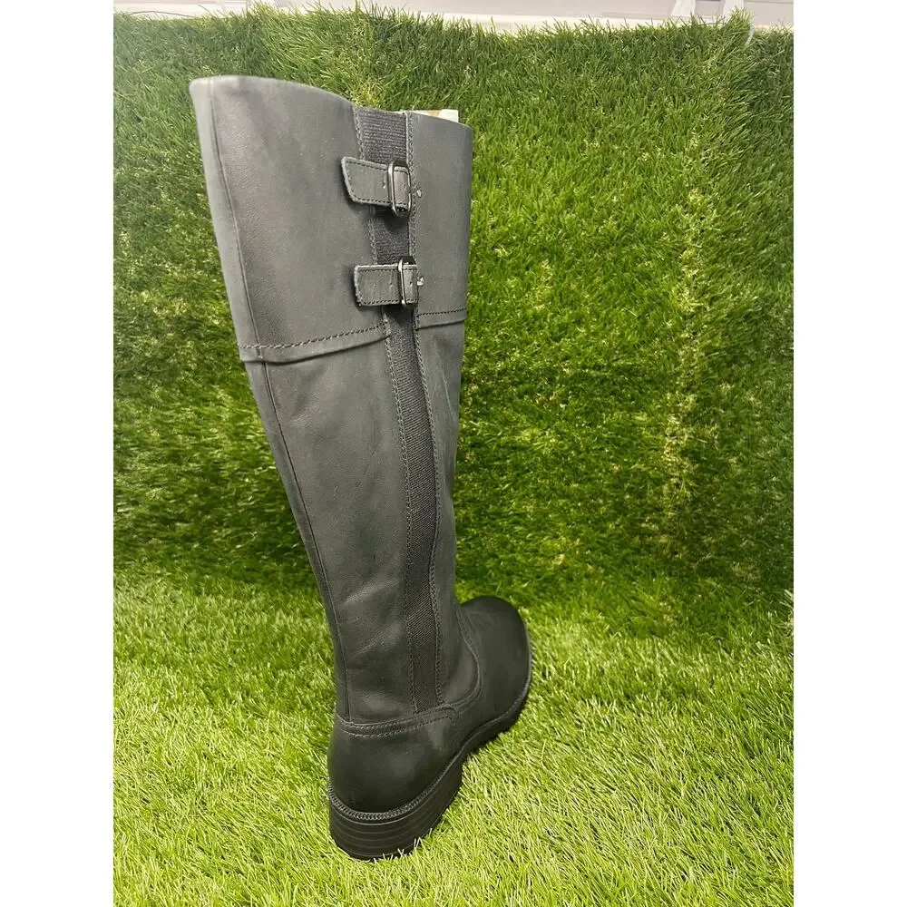 Clarks Women's 9.5Wide Adalynn Black Leather Knee High Boots